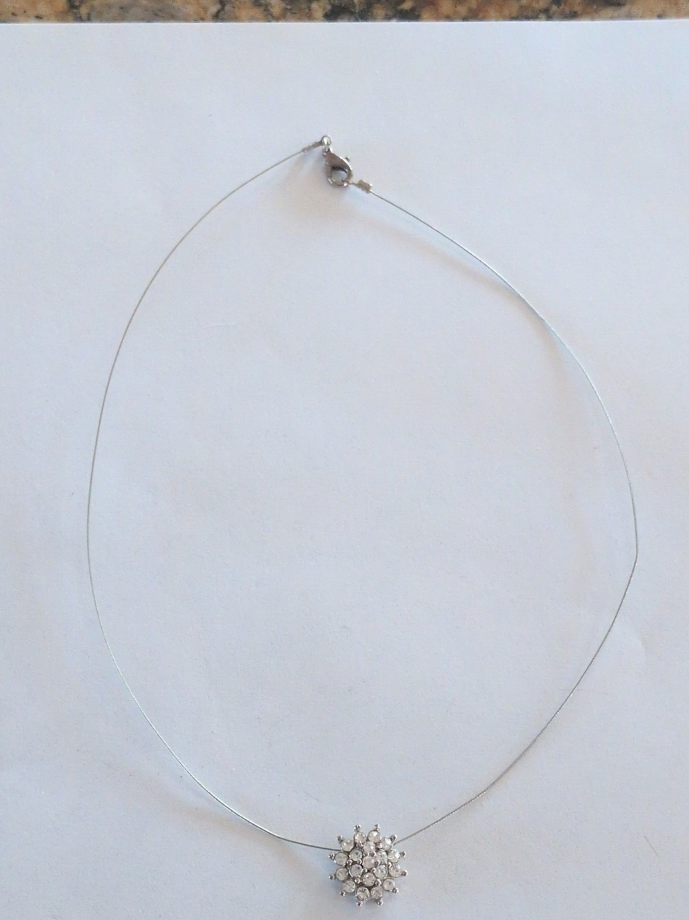 Sterling Silver White Crystal Cluster Pendant Necklace